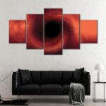 5 panels black hole canvas art