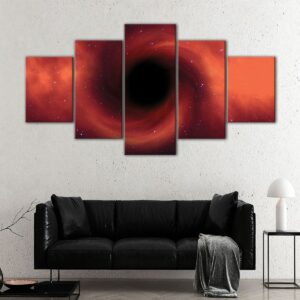5 panels black hole canvas art