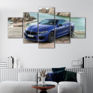 5 panels blue bmw m8 canvas art