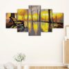 5 panels city tree painting canvas art