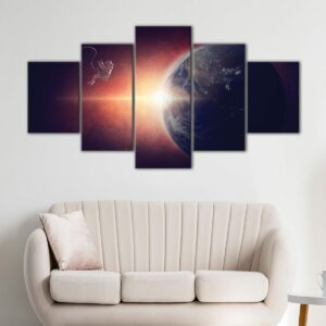 5 panels earth from space canvas art