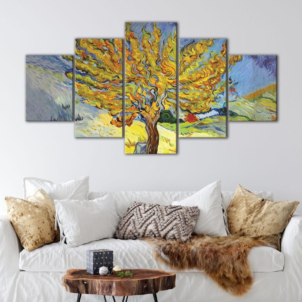 5 panels mulberry tree revisited van gogh canvas art