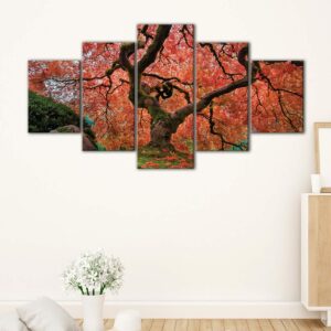 5 panels old maple tree japan canvas art