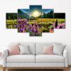 5 panels orchids field sunrise canvas art