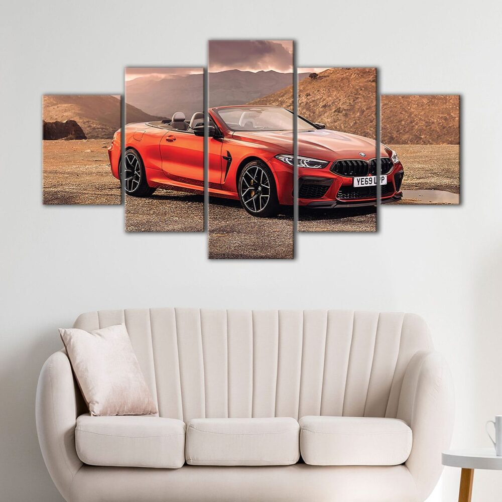 5 panels red bmw m8 canvas art