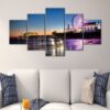 5 panels santa monica night skyline canvas art