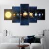 5 panels solar system canvas art