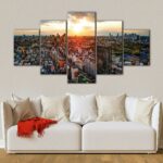 5 panels tokyo skyline at sunrise canvas art