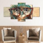 5 panels wise owl canvas art
