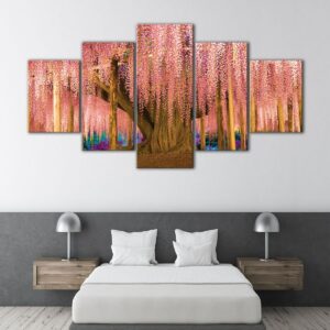 5 panels wisteria trellis japan canvas art