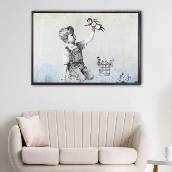 Banksy Nurse floating frame canvas