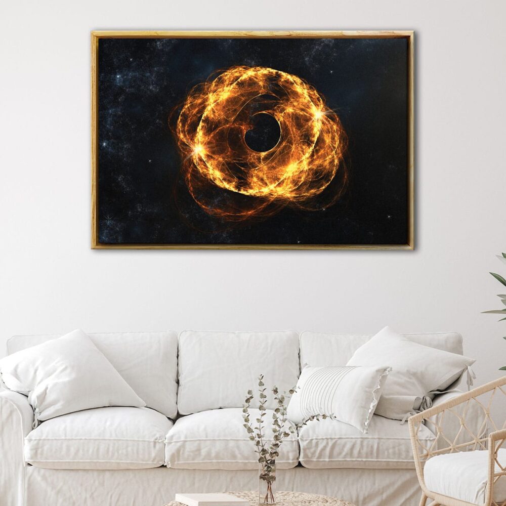 Black Hole in Fire floating frame canvas