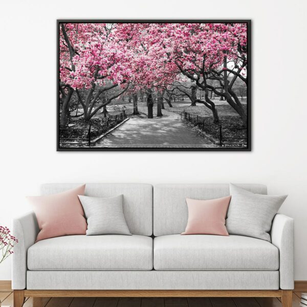 Central Park in Bloom floating frame canvas