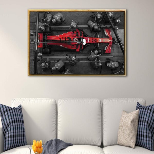 Formula 1 pit stop floating frame canvas