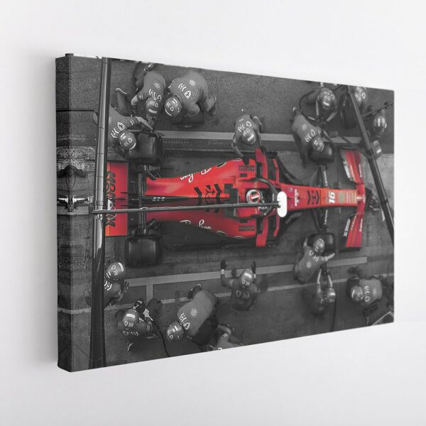 Formula 1 pit stop stretched canvas