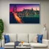 San Francisco Bay Bridge at Night floating frame canvas