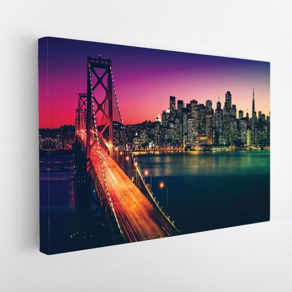 San Francisco Bay Bridge at Night stretched canvas