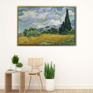 Wheat Field with Cypresses van gogh floating frame canvas