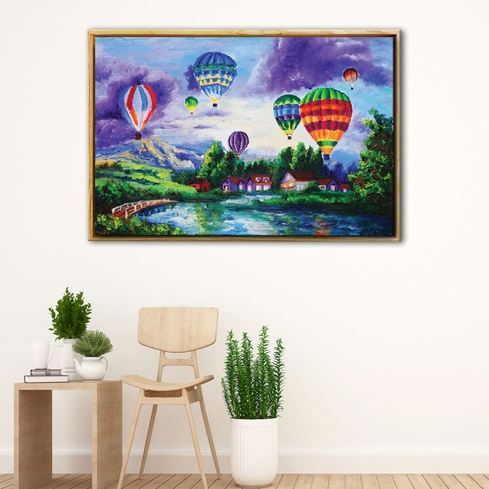 air balloons painting floating frame canvas