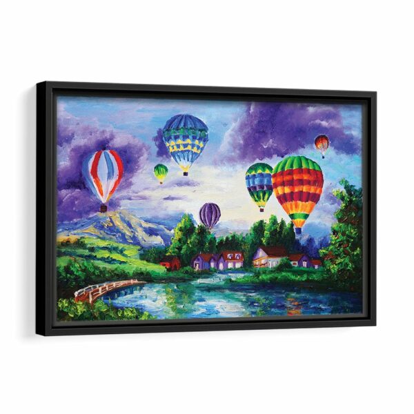 air balloons painting framed canvas black frame