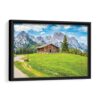 alpes mountain house framed canvas black frame