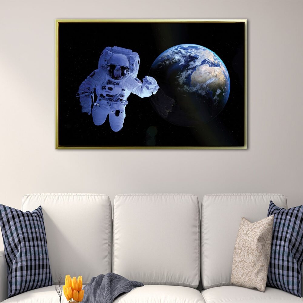 astraunot in space floating frame canvas