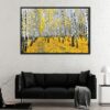 autumn birch trees floating frame canvas