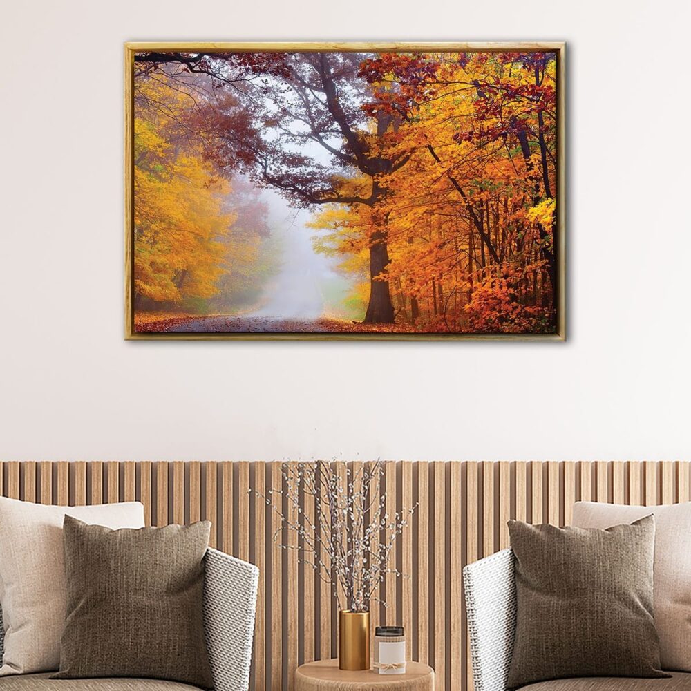 autumn forest floating frame canvas