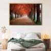 autumn forest road floating frame canvas