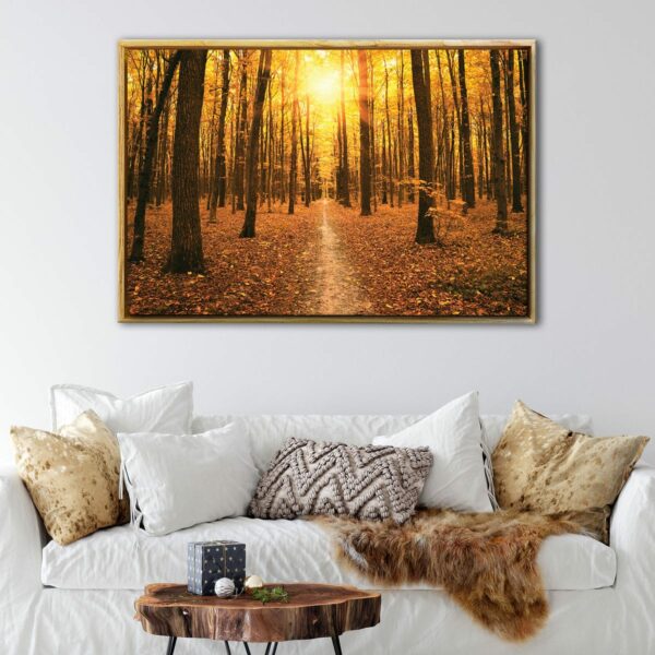 autumn forest sunset floating frame canvas