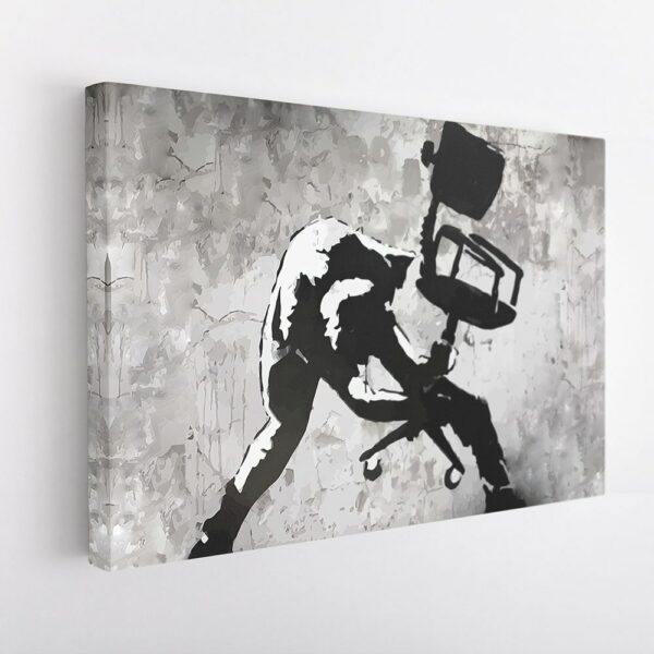 banksy chair smash stretched canvas