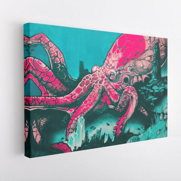 banksy graffiti octopus stretched canvas