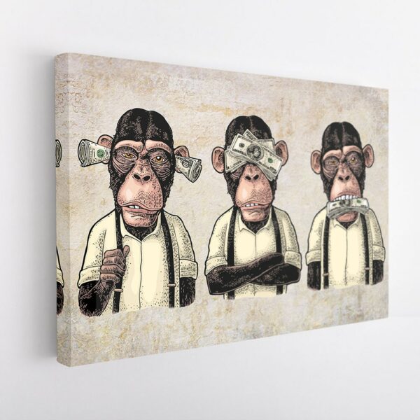  tableau sur toile imprimée trois singes sages