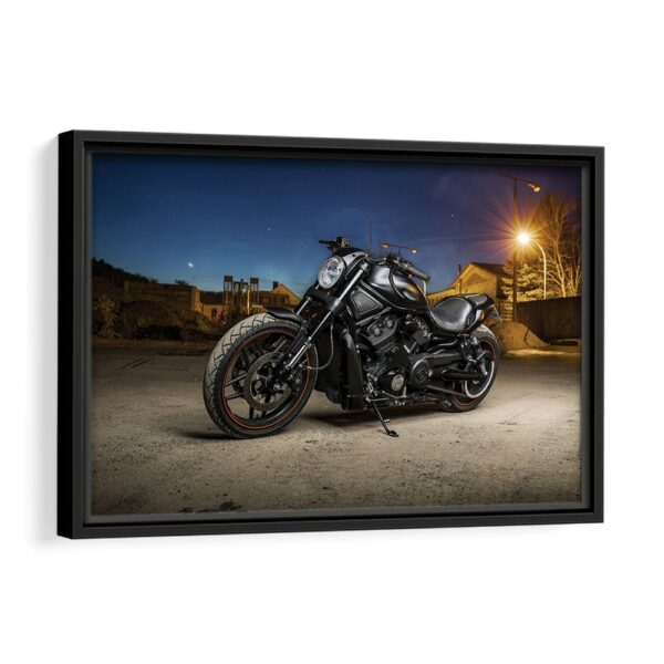 black motorcycle framed canvas black frame