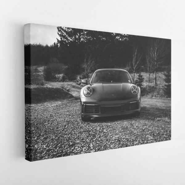  tableau sur toile imprimée porsche noire et blanche