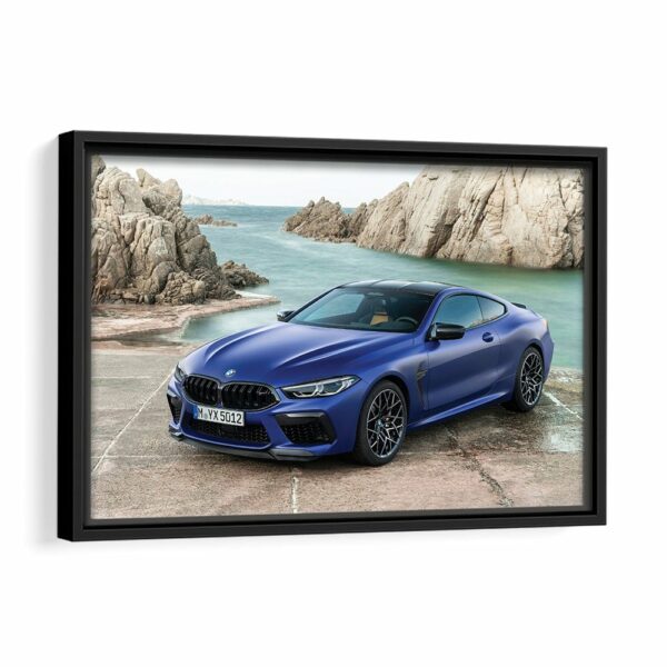  tableau bmw m8 bleue avec cadre noir