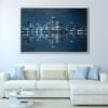 tableau skyline de chicago la nuit avec cadre flottant