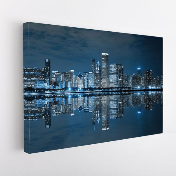 tableau sur toile imprimée skyline de chicago la nuit