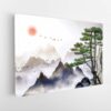 chinese mountain fog stretched canvas