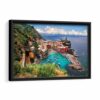 cinque terre italy framed canvas black frame