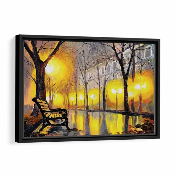 city tree painting framed canvas black frame