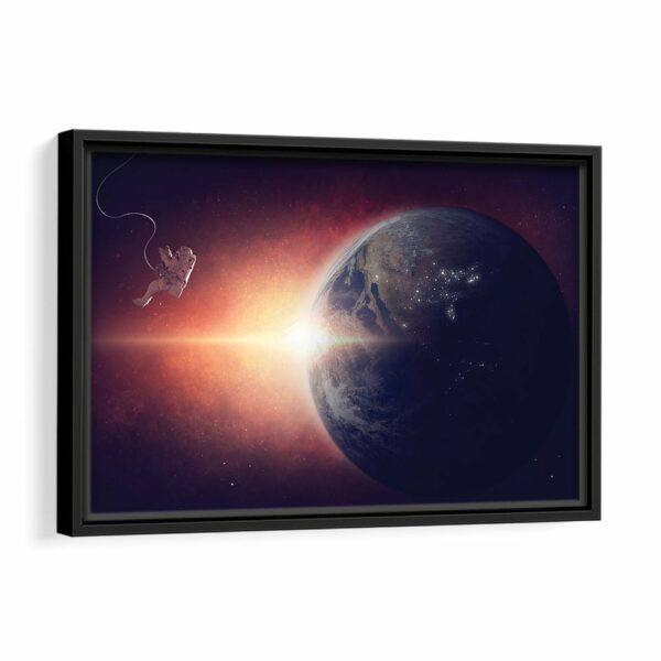 earth from space framed canvas black frame