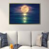 full moon on water floating frame canvas