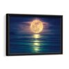 full moon on water framed canvas black frame