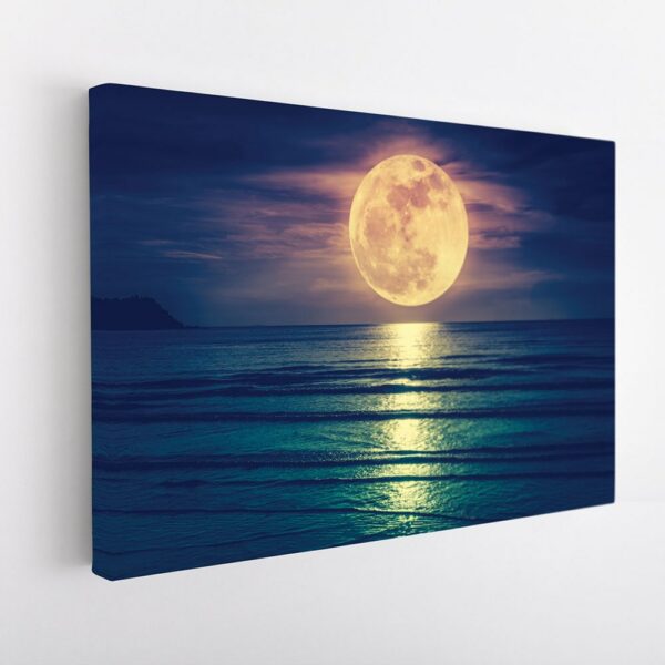 full moon on water stretched canvas