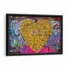 graffiti heart framed canvas black frame