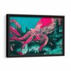 graffiti octopus framed canvas black frame