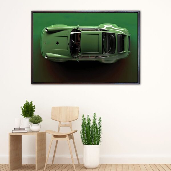 green porshe 911 floating frame canvas