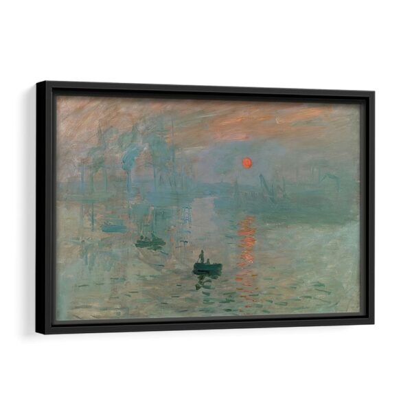 impression sunrise claude monet framed canvas black frame