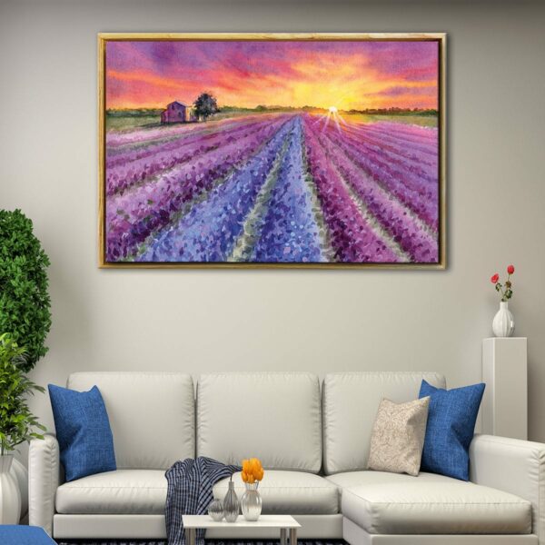 lavender field painting floating frame canvas
